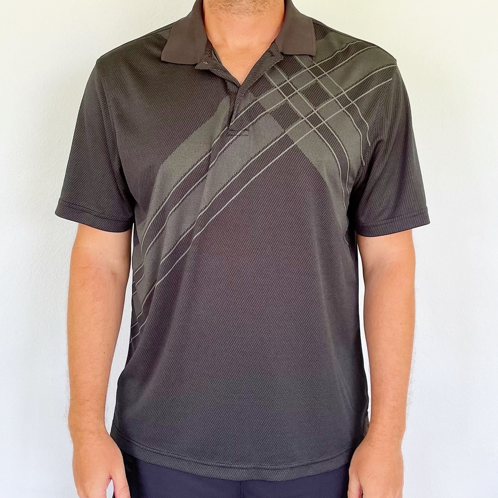 Trump Golf gray argyle plaid performance golf polo shirt size large